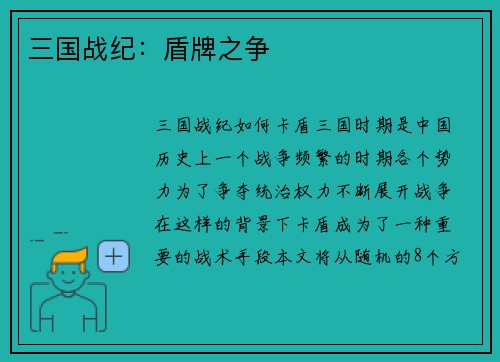 三国战纪：盾牌之争